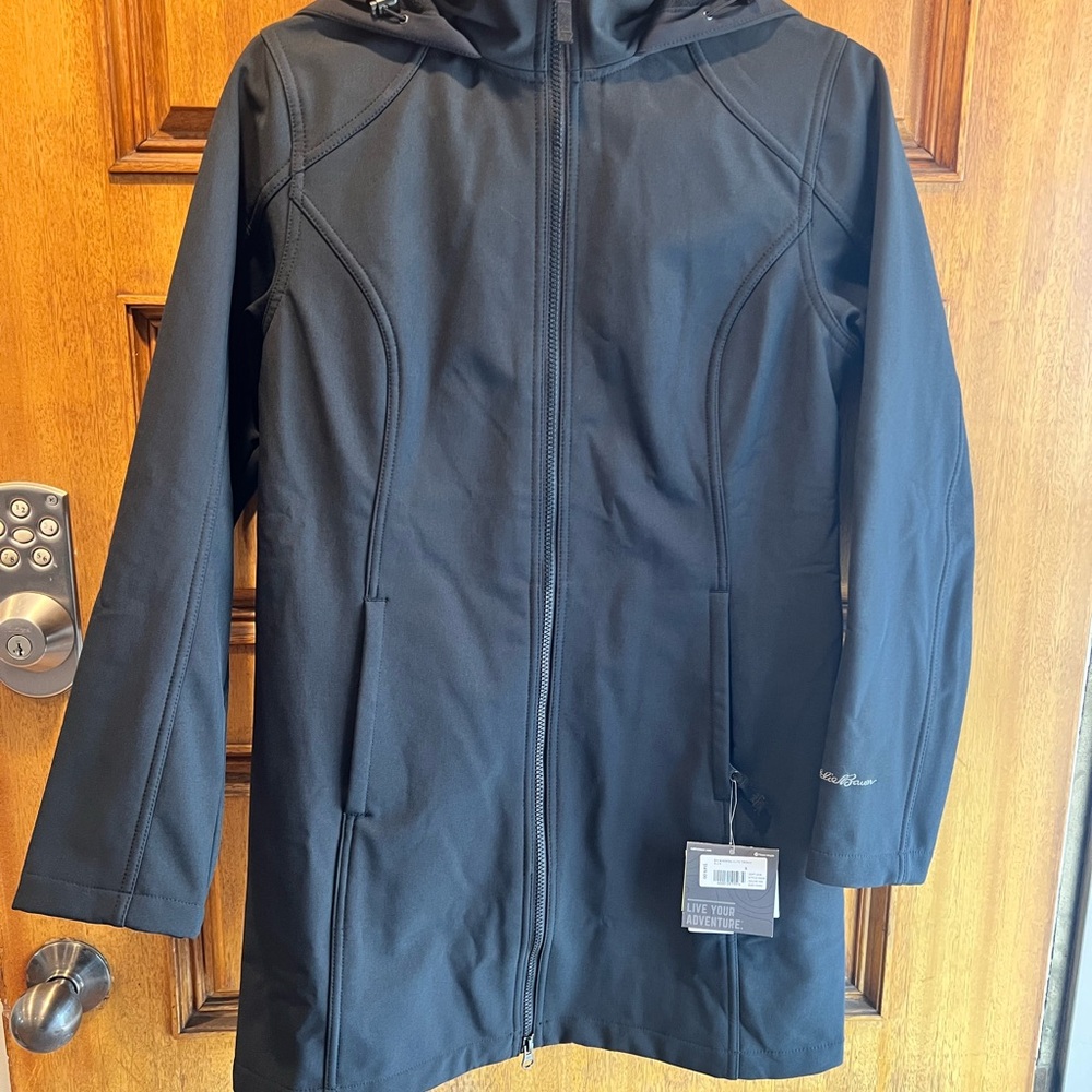 NWT Eddie Bauer WR Black Hooded Coat